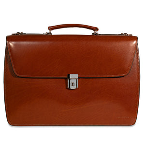 Elements Professional Leather Briefcase #4402 Cognac Front