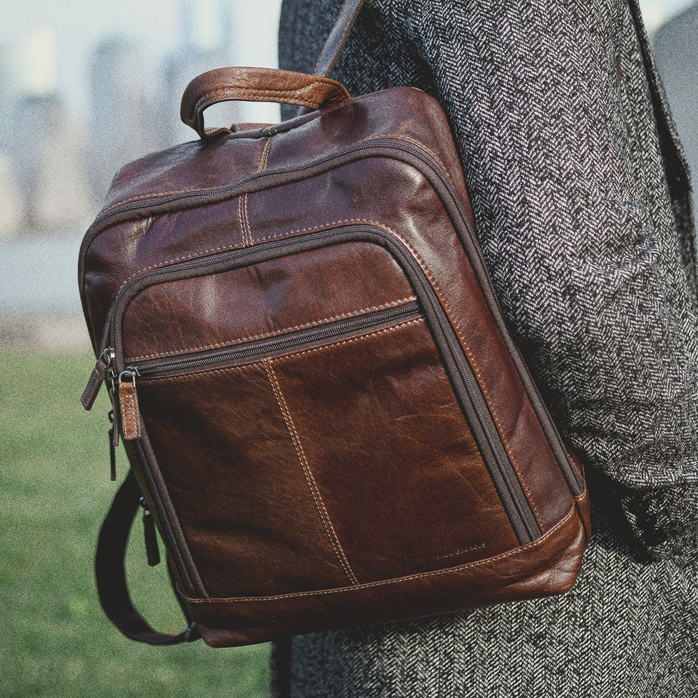 Jack 2024 George's Beautiful Dark Brown Leather Backpack