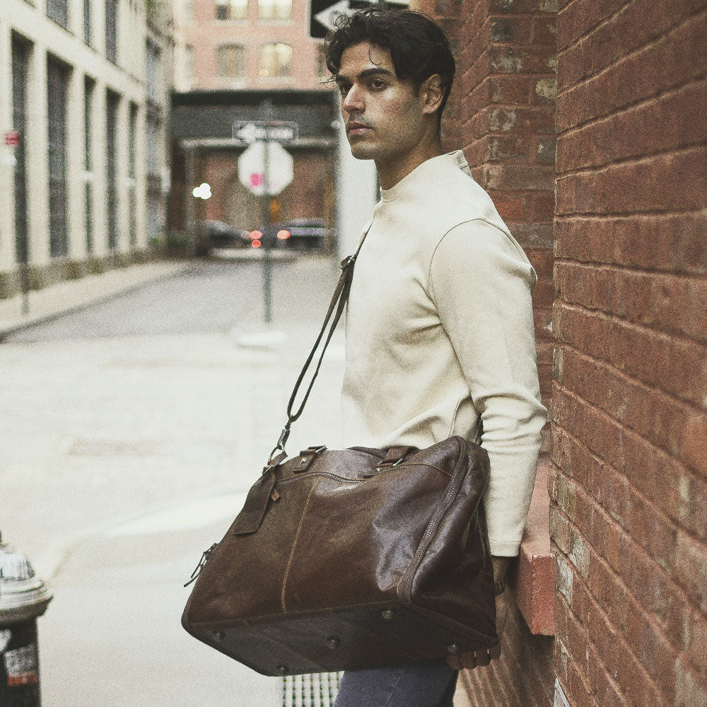 Leather Duffle Bag HOBO - Brown I Travel bag for Men I Made in