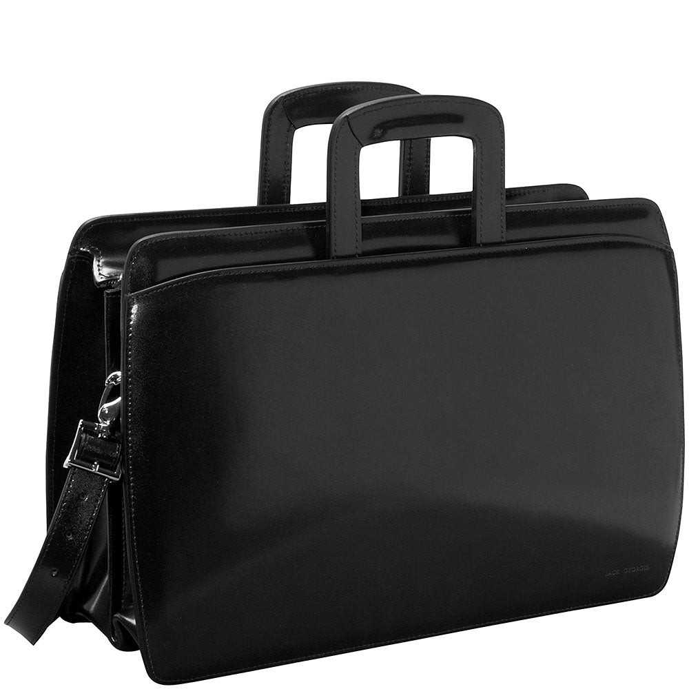 Jack Georges Black Leather on sale Womans Briefcase Day Bag