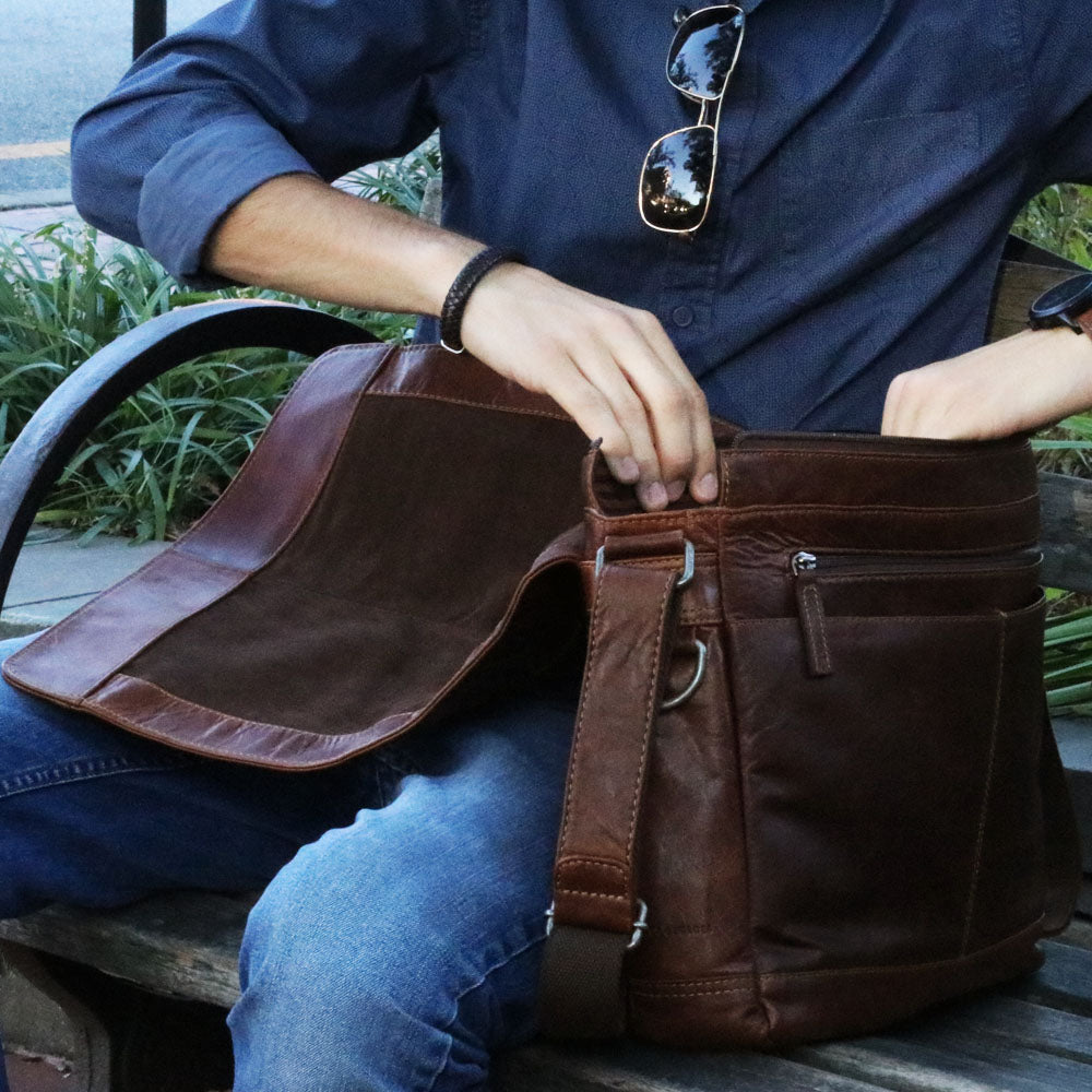 Jack Georges Voyager Messenger Bag handcrafted buffalo store leather made in India