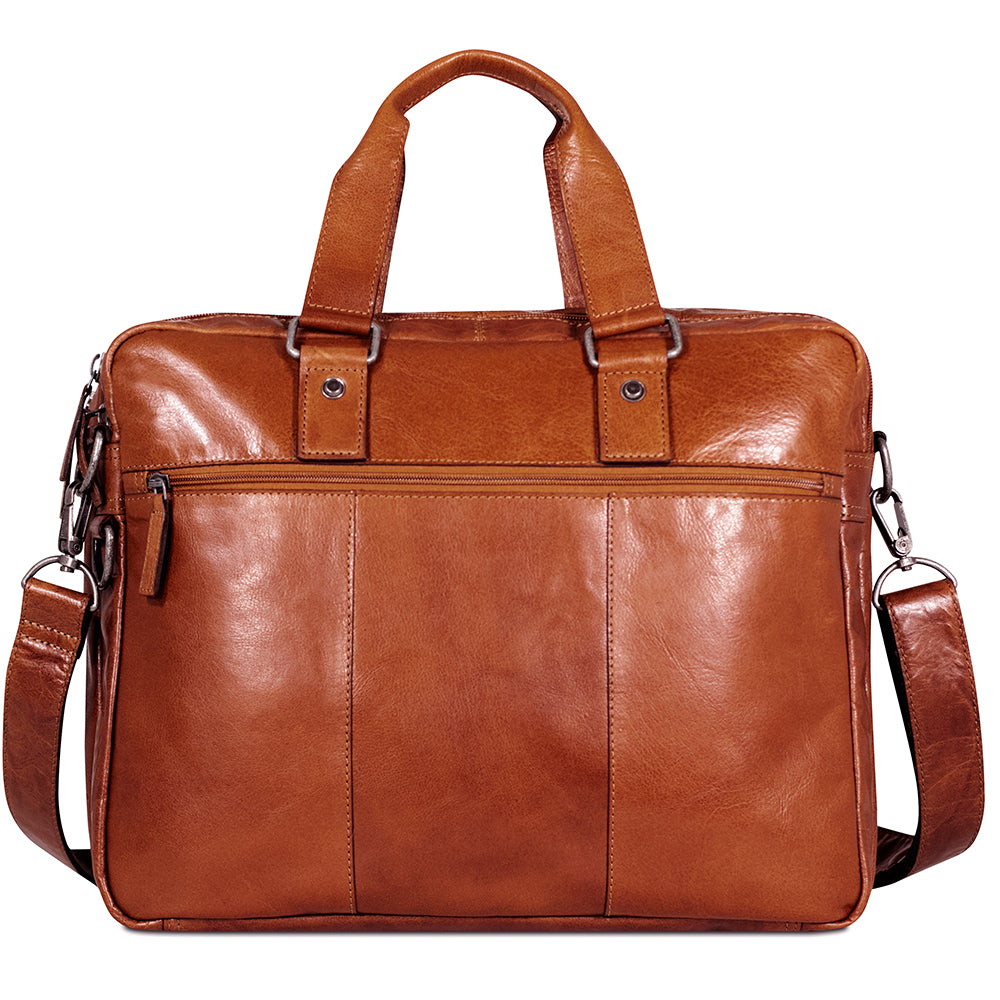 Jack Georges Light Camel Italian store Leather Computer Briefcase/Business Tote