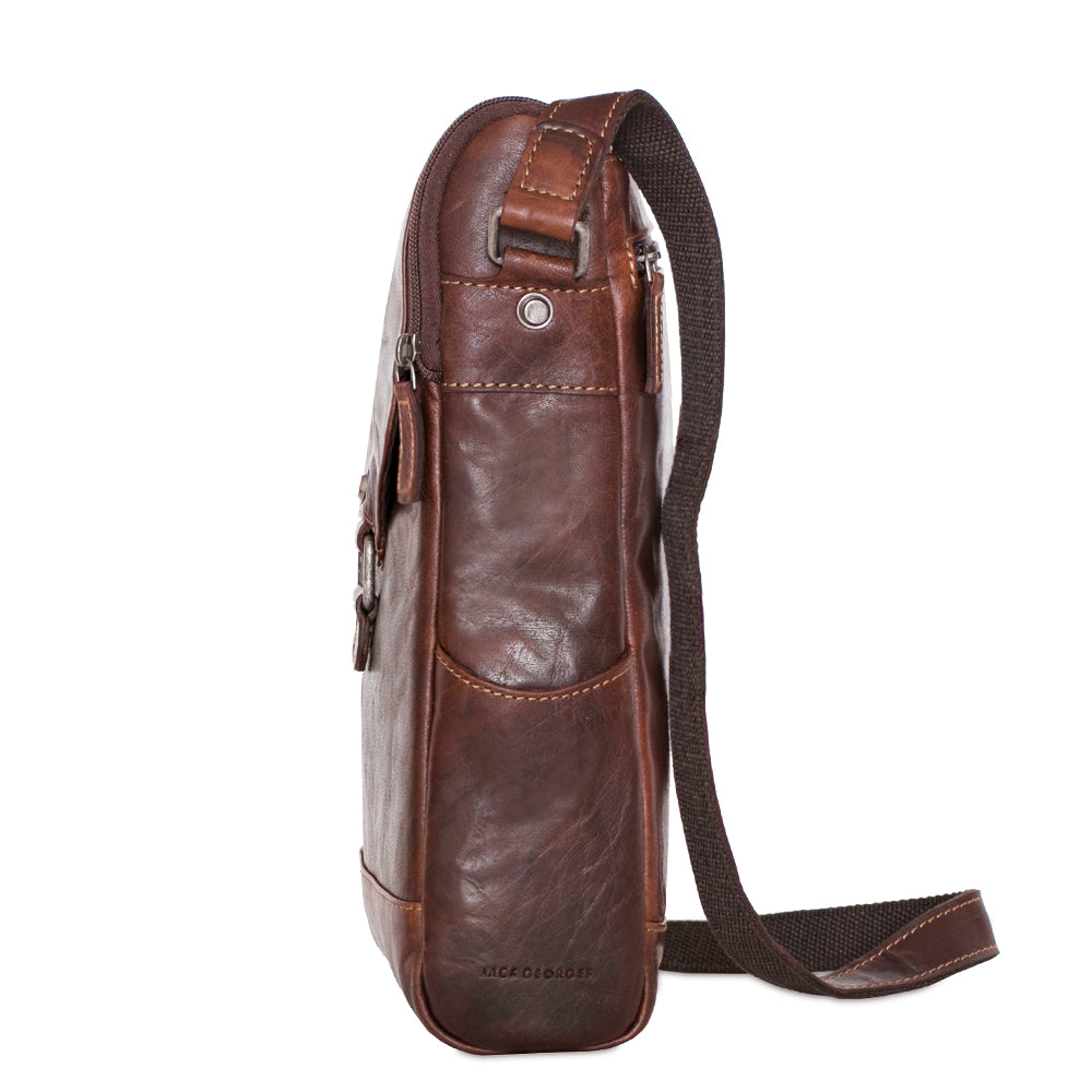 Leather and Wool Insert Crossbody Messenger Bag from Peru - Sierra Voyager
