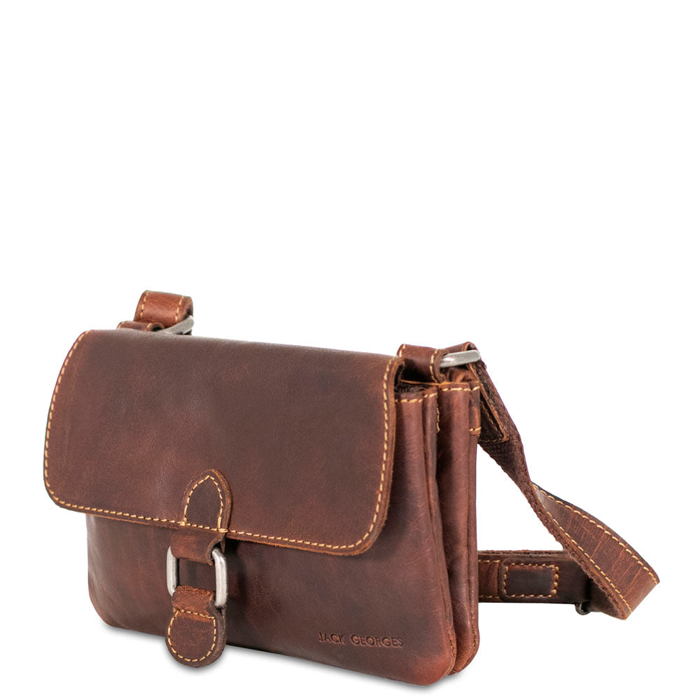 Jack Georges Dark outlets Brown Leather Crossbody Bag