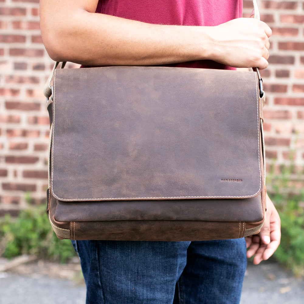 Jack Georges, leather messenger deals bag. Unisex.