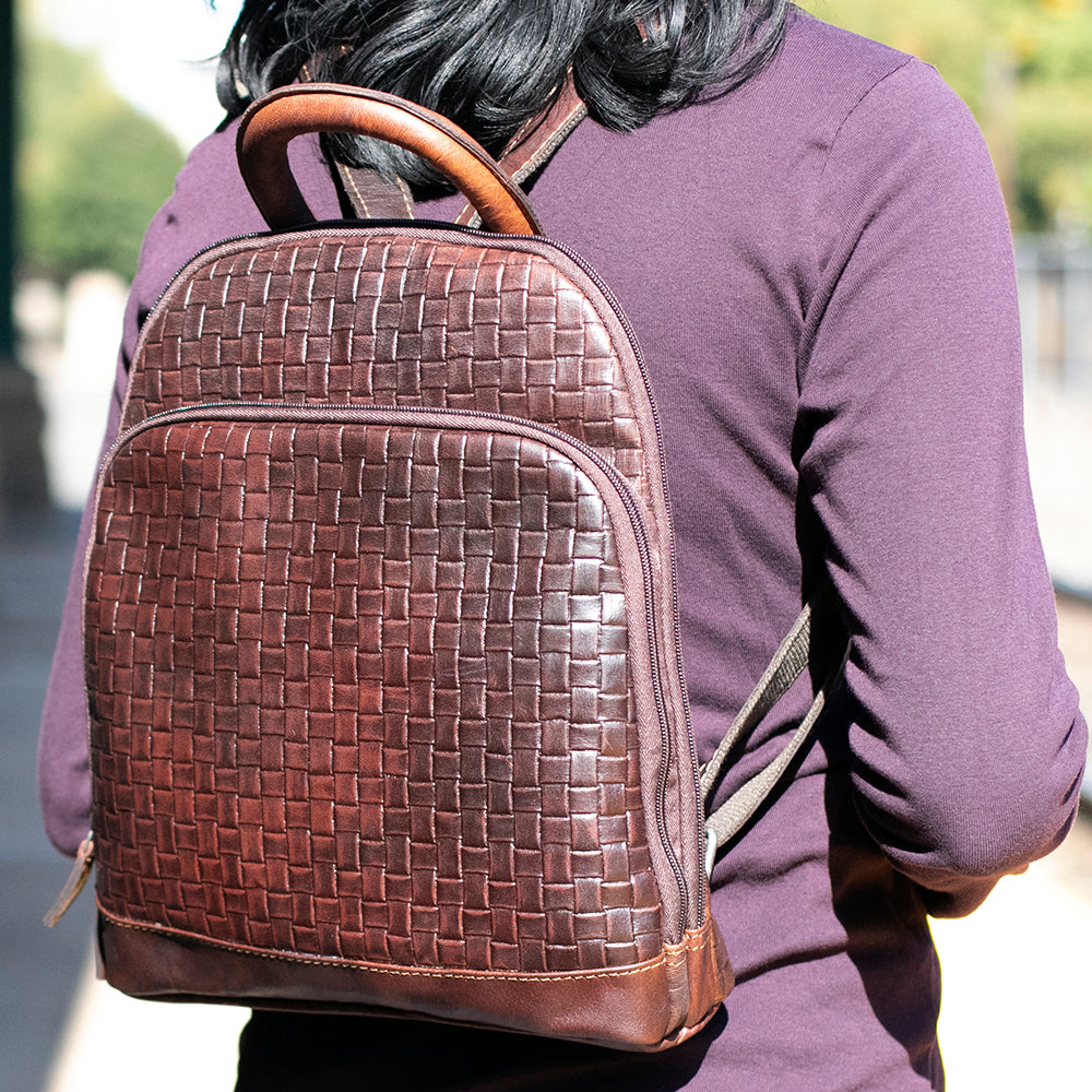 Voyager Leather Small Backpack Brown